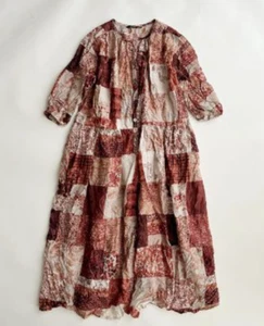 Pas de Calais Cotton Patchwork Printed Shirt Long Dress Near MINT - Picture 1 of 9