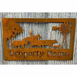 Custom Made Property Sign Cattle Drover Metal Wall Art & Garden Sculpture Austra - Picture 1 of 1