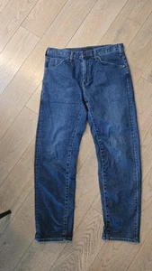 UNIQLO Denim Jeans Regular Fit High Rise Kaihara 32 Indigo Blue; Curved leg EUC - Picture 1 of 6