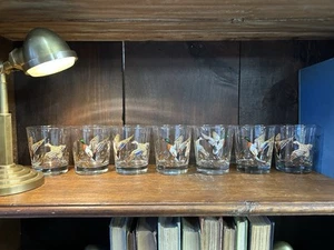 VTG Libbey Mallard DUCK Lowball Bar Whiskey Glasses Set Of 7 Man Cave - Picture 1 of 7