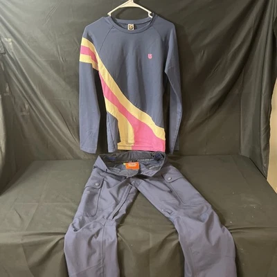 Conjunto de pantalones de esquí/snowboard BURTON manga larga M azul blanco rosa cremalleras y bolsillos al tobillo Foto 1 de 4