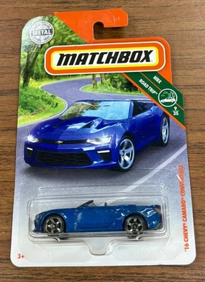 Matchbox 2018 Mainline MBX Road Trip '16 Chevy Camaro Convertible Blue #11 1/64 - Image 1 of 2