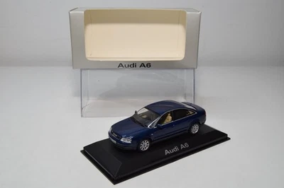 B69 1:43 MINICHAMPS AUDI A6 LIMOUSINE SALOON MET. BLUE MIB - Photo 1/4