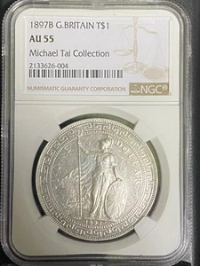 1897 B Great Britain Silver Trade Dollar Michael Tai Collection NGC AU55 - Bild 1 von 5