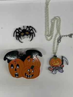 Lote de 3 piezas de joyas de Halloween collar pendientes prendedor divertida colección NUEVO Foto 1 de 2
