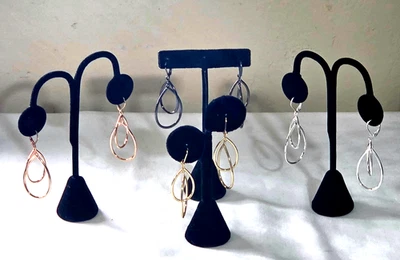 COLECCIÓN CLÁSICOS JOAN RIVERS 4 PARES TONOS MIXTOS DOBLE OVALADO PENDIENTE Foto 1 de 4