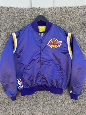 Chaqueta de satén vintage de los 80’s Starter Los Angeles Lakers NBA para hombre XL hecha en EE. UU. Foto 1 de 4