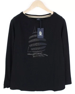 Camiseta Marina Yachting Para Hombre Negra Logo Elástica Algodón Cuello Redondo Camiseta Foto 1 de 4