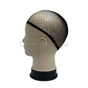 Real Hair Wigs Stocking Cap Weaving Mesh Net Fishnet Elastic Liner Black - Picture 1 of 3
