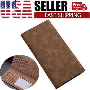Men's Bifold Card Holder Suit Purse Long Wallet Checkbook Clutch - Picture 1 of 5