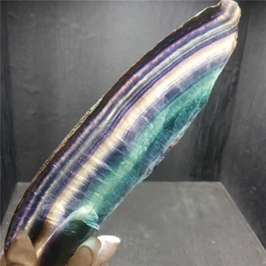 TOP 334G Cristal de Fluorita Natural Multicolor Original Piedra Muestras Rebanada YR29 - Imagen 1 de 12