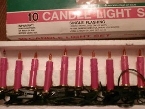 Vintage Christmas Candlestick Light Set Clip-On Dripping Wax Candles 10 lights - Picture 1 of 6