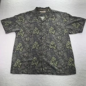 Tommy Bahama Shirt Mens Extra Large Gray 100% Silk Aztec Short Sleeve Hawaiann - Picture 1 of 5