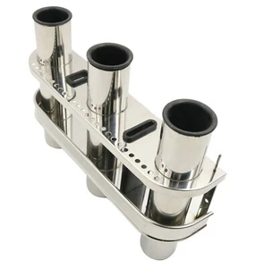 3 Tube Outrigger Rod Holder Stainless Steel Tackle 3 Rack Holder Solid Fishing - Picture 1 of 6
