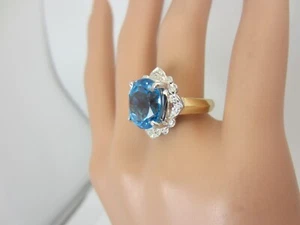 Anillo De Topacio Azul Y Diamante De 14k Oro Amarillo Y 6 Ct 6.18 Ct TW - Imagen 1 de 9