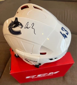 Quinn Hughes Signed Autograph Vancouver Canucks Full Size CCM Helmet NHL Canada - Picture 1 of 6