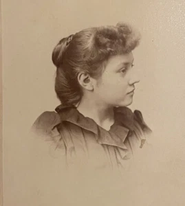 Cabinet Card Photo Pretty Young Woman Hair Bun Chapman Westfield Mass - Picture 1 of 3