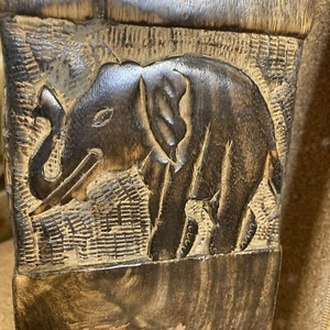 Hand Carved Wooden Elephant Candle Stand 12”x4x4 - Picture 1 of 9