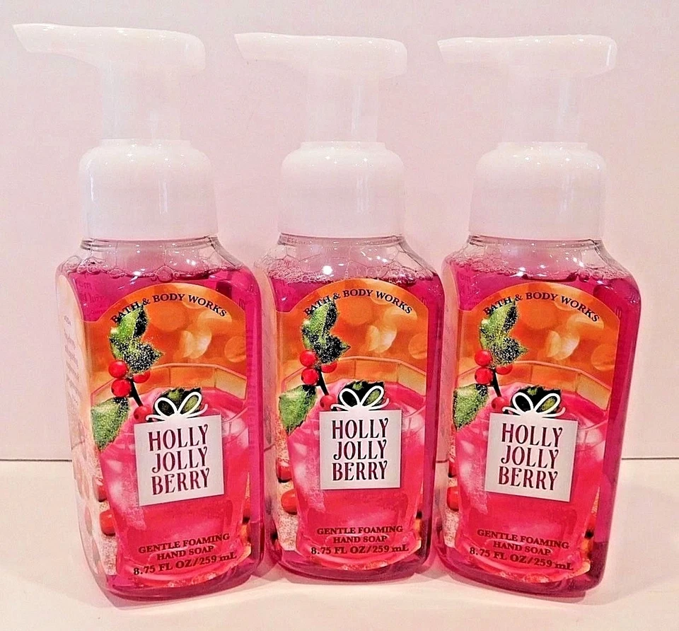 3 Bath & Body Works Holly Jolly Berry Gentle Foaming Hand Soap Wash