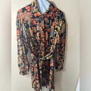 Polagramm Kleid Paisley Blumen Herbst Hemdblusenkleid Bindegürtel Gr. Small - Bild 1 von 7