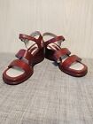 Naturalizer~Red Leather Gladiator Open Toe Wedge Sandals - Ankle Buckle Sz 8.5