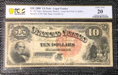 1880 $10 PCGS VF 20 Foto 1 de 2