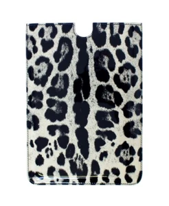 DOLCE & GABBANA Tablet Case eBook Cover White Leopard Pattern Leather RRP $300  - Picture 1 of 7