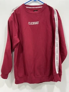 Original David Dobrik Clickbait Sweatshirt Pullover gestreift Schriftzüge Ärmel Gr. L - Bild 1 von 6