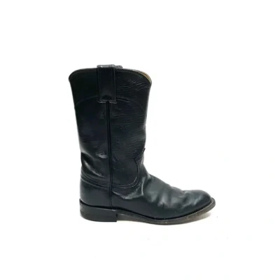 Botas estilo western unisex cuero negro vintage años 80 de Justin talla 5 Foto 1 de 4