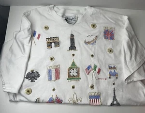 Vintage 90s Women's Textured Flag Italy/US/france  T-shirt One Size Y2K - Bild 1 von 9