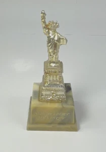 Mini New York Statue of Liberty Statue Gold on Faux Marble Base - Picture 1 of 7