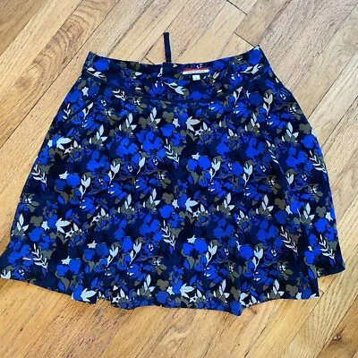 Женская юбка Tommy Hilfiger размер 4 плиссированные расклешенные карманы с цветочной подкладкой синяя черная - Изображение 1 из 4