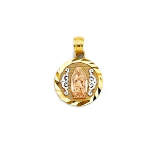 Small Tiny Real 14K 3C Gold Guadalupe Pendant Charm for Necklace or Chain - Picture 1 of 1