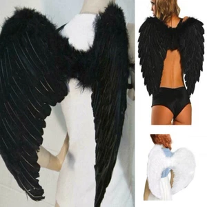 Feather Angel Wings Xmas Fancy Dress Costume Hen Night BACK TO SCHOOL Party UK - Picture 1 of 6