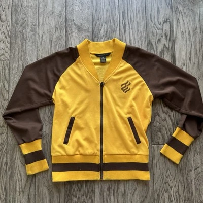 Chaqueta Y2K Vintage Rocawear Para Hombres S Amarilla Chaqueta de Pista Marrón Completo Cremallera Hip Hop Foto 1 de 4