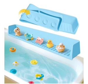 Silikon Badewanne Wasserschutz für Kinder, längere Spielwanne Ablage mit 11 Saugnäpfen - Bild 1 von 7
