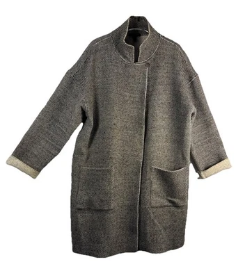 Abrigo Eileen Fisher Lana Virgen/Algodón Orgánico L Gris Foto 1 de 4