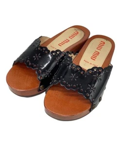 MIU MIU Wood sole sandals black - Picture 1 of 9