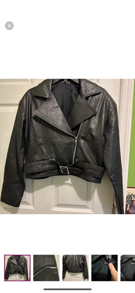 Chaqueta de cuero negra vintage EASYRIDER para motocicleta pequeña defectuosa Foto 1 de 3