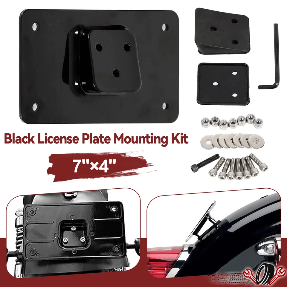 Suporte de montagem de placa de licença 3 furos para Harley Sportster Dyna Softail - Imagem 1 de 4