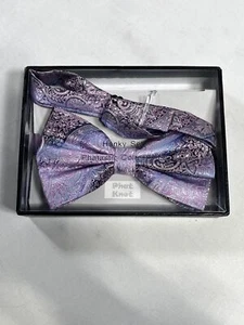 Mens Phat Knot Purple Bowtie And Hanky Set NEW - Picture 1 of 2