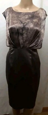 Vestido Vaina Negro Halo Seda Metálico Bronce/Tostado Sin Mangas Talla 4 Foto 1 de 4