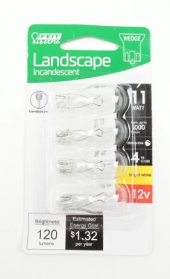 Feit 11-Watt Bright White 3000K T5 Wedge Base Dimmable 12V Landscape Bulb 4 Pack - Image 1 of 2
