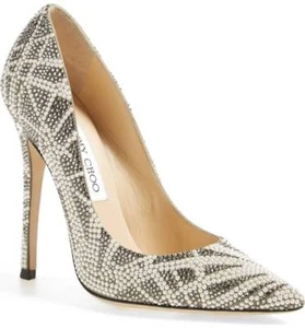 NIB Jimmy Choo ANOUK Embellished Pointy Toe Pump Crystals Stones Pearl EUR 38.5 - Picture 1 of 12