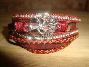 Wickelarmband Lebensbaum 3 reihig rot Armband Damen - Bild 1 von 1