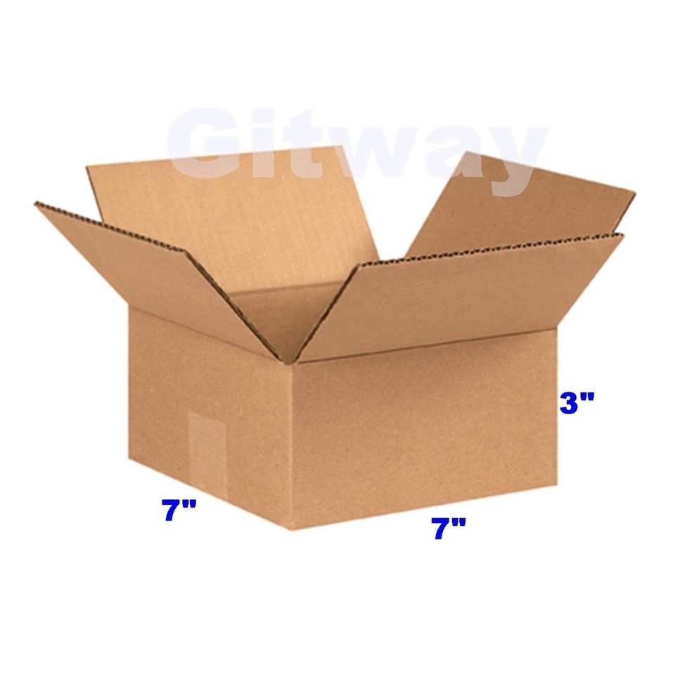 25 Pack 7x7x3 Corrugated Carton Cardboard Packaging Shipping Mailing Box Boxes - Image 1 of 1