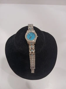 HSN Colleen Lopez Turquoise Gemstone Dial Silver Tone Watch Women's - Picture 1 of 10
