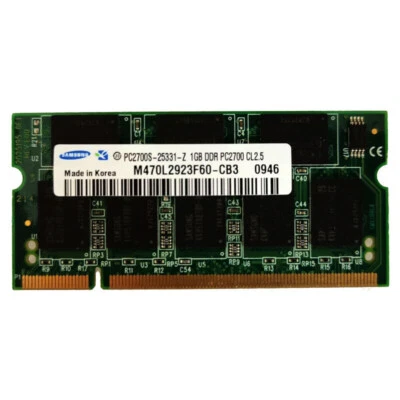 Original Samsung 1GB DDR PC2700S-25331 Sodimm 333MHz Memory RAM M470L2923DV0-CB3 - Image 1 of 4