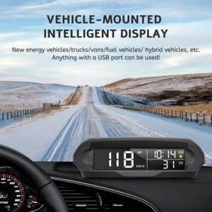 Universal Wireless Solar Panel Car HUD Head Up Display Digital GPS Speedometer - Picture 1 of 14