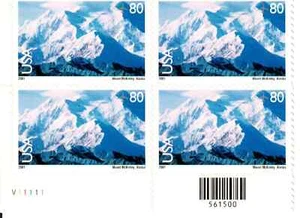 US Airmail Mt. McKinley 80c Stamp Plate Block of 4 Scott #C137 - Picture 1 of 1